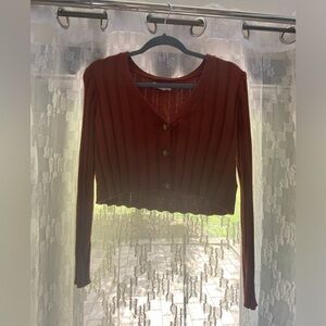 Aeropostale Cropped Cardigan Brown